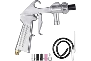 AMTOVL Sand Blasting Gun Sandblaster + Sand Suction Pipe+ Ceramic Nozzles + Extra Iron Nozzle Tip Set for Abrasive Sand Blasting Derusting