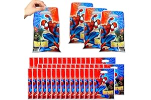 MIZT Bolsas para Cumpleaños, Spiderman El juego de bolsas de dulces de 50 piezas se puede reutilizar Bolsas Plástico para envolver regalos, fiestas de cumpleaños para niños, fiesta temática, etc
