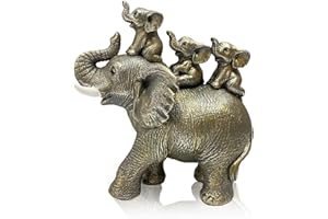 AENEY Elephant Family Ornaments, Animal Resin Sculpture Home Statue Décor Bookshelf Bedroom Animal Figurines Gifts for Bookshelf Bedroom Living Room (Silver)