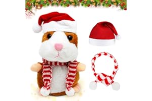 Shengruili Weihnachten Sprechender Hamster,Hamster Sprechend Wiederholt,Sprechender Hamster Spielzeug Set,Plüsch Hamster,Lustige Kinder Stofftiere,Record Spielzeug Interaktives für Baby Kids