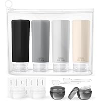 Silevoler Reisebehälter Aus Silikon – 4-teilig, Auslaufsicher, TSA-zugelassen, Mit Transparenter Tasche – Für Cremes, Make-up & Kosmetik