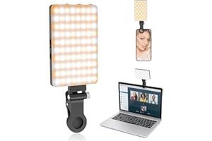 TONEOF 80 LED Luce Selfie con Clip, Luce Video 3200K-5600K con 3 Modalità di Luce e Luminosità Regolabile, Luce per Foto Portatile Ricaricabile per Telefono/Tablet/Laptop/Zoom/TikTok/Vlog-Nero