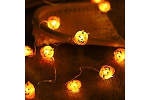 Eledreme Kürbis Deko Lichterkette Außen Batterie, Halloween Dekoration Herbst Orange, 2m 20 LED Kürbis Licht für Kinderparty Garten Indoor Fenster