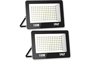 ‎HAPYLUMI HAPYLUMI LED Outdoor Spotlight, 100 W, 2 Pieces, 10000 lm, Waterproof IP67, Super Bright LED Headlight 6500 K Cool White, Outdoor Spotlight AC 220-240 V for Garden, Patio, Garage
