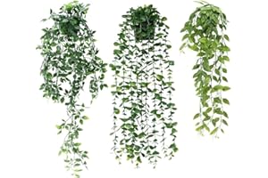 Mkitnvy 3 Stück Künstliche Hängepflanzen Eukalyptus, Kunstpflanze ,Pflanzen in Iebensechter Optik als Hängepflanze,Lang Wartungsfreie Efeu,für Garten Hochzeit Party Wanddekoration