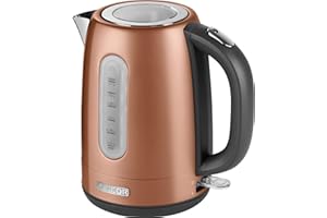 SENCOR bollitore elettrico SWK 177 Bollitore elettrico piccolo in acciaio inossidabile con filtro rimovibile, bollitore acqua elettrico capiente 1,7 L, kettle spegnimento automatico (Gold)