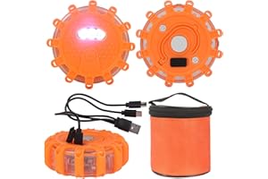 ‎QIPING Qiping 3 StüCk Warnleuchte mit Magnet und Haken, USB-Autoladegerät Und 3-In-1-Ladekabel mit 9 Flash-Modi, LED Rundumleuchte Für PKW LKW RV Camping, Bergsteigen, Wandern