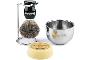 Anbbas Rasierset Dachshaar Rasierpinsel Edelstahl Rasierpinsel Ständer Rasierseife Schüssel Becher Ziegenmilch Seife für Männer Geschenk