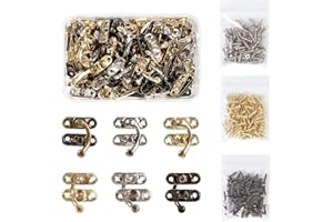 OLYCRAFT 60PCS Antique Loquet Droit Crochet Moraillon Boîte à Bijoux en Bois Loquet Crochet Fermoir 3 Couleurs Bras Oscillant Fermoir de Verrouillage avec Vis de Remplacement