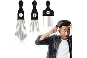 TYVOM 3 Pcs Metal Afro Combs Different Lengths Metal Comb for Thick Hair and Even Beard Normal Thick Hair Thick Wavy Hair or Tangled Hair Oily Hair Especially the Afro Hair Styling for Home Use Hair Salon