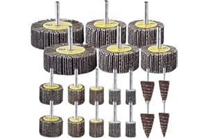 20Pcs Fächerschleifer Set für Entfernen Rost/Schweißgrat/Schleifen, AolKee Schleifaufsatz für Akkuschrauber, für 6mm Schaftbohrer, elektrische Reibung, Punktbohrer, Tischbohrer