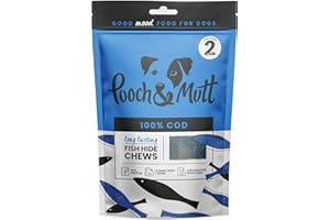 Pooch & Mutt - Cod Hide Chew Treat, Long Lasting Fish Hide Chews for Reward, 90g (2 chews)