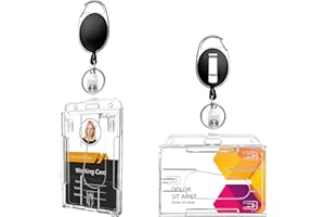 Teskyer 2-pak wytrzymały chowany klips do kołowrotka z twardymi plastikowymi przezroczystymi uchwytami na identyfikatory, 2 sztuki identyfikatora (Pionowe i poziome)