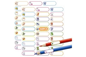 ORMROMRA 60 sztuk spersonalizowanych naklejek z imieniem dla dzieci, samoprzylepne, do przedszkola, wodoodporne, na przybory szkolne, optymalne do przedszkola, szkoły (9 x 1,9 cm)