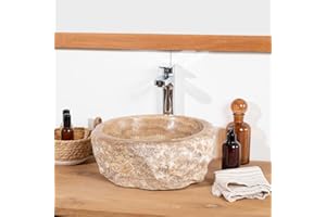 Wanda collection Lavabo sobre encimera para cuarto de baño de piedra Onix 30-35 cm
