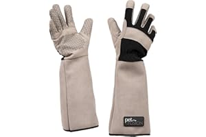 PetFusion Multi-purpose Pet Glove for Grooming, Vet Trios, Handling Puncture & Scratch Resistant, Grey - Large