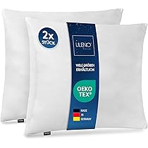 LILENO HOME Kopfkissen 80x80 cm [2er Set] MEDIUM mit 850g Kissen-Füllung - Waschbar bis 95° - Sofa-Kissen & Zierkissen für Couch/Bett: Tests, Infos & Preisvergleich