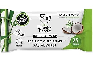 The Cheeky Panda Bamboo Facial Make Up Remover Wipes | Sustainable Face Wipes Eye Makeup Remover | Coconut Scented Pack of 25 Face Wipes | 99% Purified Water