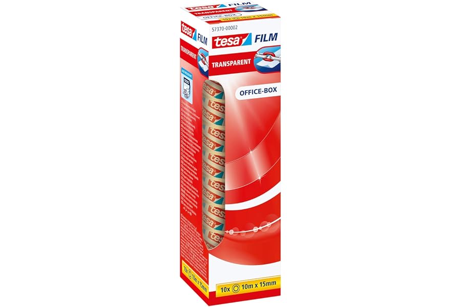 tesa tesafilm transparent - Transparentes Klebeband mit starker Haftung - alterungsbeständig und reißfest - 10 m x 15 mm - 10