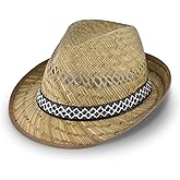 Erntehelfer Strohhut (Sonnenschutz) Damen und Herren | Sonnenhut im Trilby-Look | Hut aus Stroh für den Sommer am Strand oder