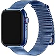 Fullmosa Compatible with Apple Watch Straps 40mm 42mm(Series10) 38mm 41mm, Magnetic Milanese Loop Replacement iWatch Straps for Women Men for SE/SE2/Series 10 9 8 7 6 5 4 3 2 1, Blue