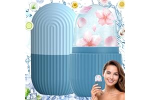 ADLUH Silikonowy wałek do lodów do twarzy, do twarzy, wielokrotnego użytku, do gładkich oczu, zmniejszenia porów, rozjaśniania skóry (niebieski)