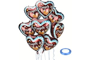 KENVORA Oktoberfest Deko Ballon Dekoration - 20 Stück "O' Zapft is" Herz Folienballons Oktoberfest Luftballons Bayrische Deko para Hochzeit, Geburtstag, Gartenparty Bayern Party