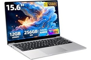 MOACRETO Portatile PC 15,6 Pollici, Celeron N4000 processore 12 GB RAM LPDDR4 SSD 256 GB, Notebook schermo girevole a 180°, risoluzione FHD 1920*1080, USB 3.0, mini HDMI, slot per schede TF, WiFi Laptop