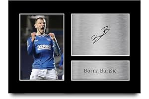 HWC Trading A4 Borna Barisic Rangers Gifts Printed Signed Autograph Picture for Football Fans and Supporters