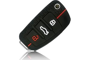 ‎FOAMO FOAMO Autoschlüssel Hülle kompatibel mit Audi 3-Tasten Klappschlüssel - Silikon Schutzhülle Cover Schlüssel-Hülle in Schwarz Rot