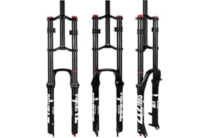 splumzer Bike Suspension Fork 26/27.5/29" for Mountain Bike DH Air Double Shoulder Downhill Rappelling Shock Absorber Straight Tube Ultralight Bicycle Shock Absorber Rebound Adjust