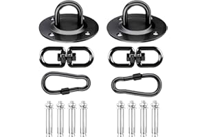 RXXR 2 Stück Edelstahl Deckenhaken,Schwarz,Schaukel Schaukelhaken Schwerlast Haken Halterung Aufhängung 360° & 180° Drehen bis 450KG, Hängematten Befestigung, Deckenhalterung Outdoor & Indoor