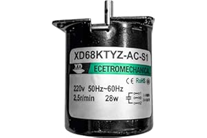 Candeon Motor Síncrono de Lmán Permanente, 68KTYZ Motor Eléctrico de Baja Velocidad CW/CCW Motor Electrico Pequeño, AC 220V 28W 2.5RPM Motor Síncrono Electrico Motorreductor