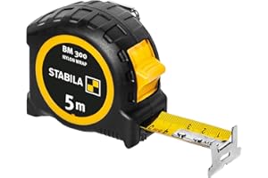 STABILA BM 300, 5 m, taśma miernicza z dwustronną skalą metryczną, odporna na pękanie obudowa PC/ABS, hak SPIKES, klips do paska, dokładność MID