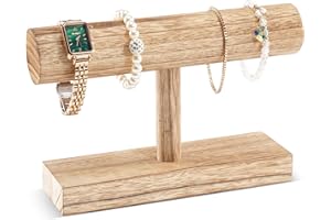 Procase Soporte para Pulseras, 1 Nivel Torre Organizadora de Madera de Joyería Estante de Almacenamiento para Venta para Relojes Pulseras -Natural
