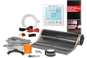 Termofol Calefacción eléctrica por suelo radiante 230 V – con termostato H1 – Potencia 140 W/m2 – Superficie 3 m² – Calefacción por suelo radiante eléctrico Juego completo para calefacción de suelo,