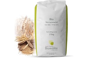 HABERFELLNER Bio Weizenmehl 25kg Typ 550 | Hochwertiges Mehl - gentechnikfrei und pestizid-kontrolliert | Ideal zum Backen von Brot, Brötchen und Teig