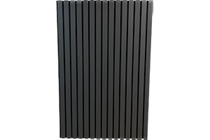 NORD PLUS Paneles de listones DM para pared, acústicos, para decoración interior, 3D, 1 unidad = 0,54 m2 / 1 unidad = 90 x 60 x 1 cm / 1 cm de grosor, color negro (Berna)