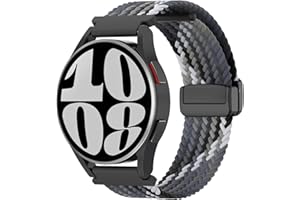 Astorgos Braided Solo Loop Strap Compatible with Samsung Galaxy Watch 7 FE 6 5 4 40mm 44mm/6 4 Classic 43mm 47mm 42mm 46mm/5 Pro 45mm/3 41mm/Active, 20mm Stretchy Magnetic Sport Band, Colorful Black