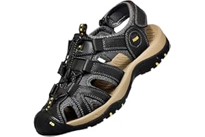 Lvptsh Sandales de Randonnée Homme Cuir Eté Extérieur Sandales de Sport Trekking de Plage de Marche Antidérapant