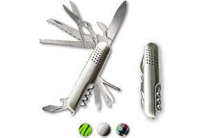 MOANATURA Navaja Suiza Multiusos con 11 Herramientas de Acero Inoxidable, para Caza, Pesca, Camping y más. Navaja Suiza Llavero Pequeña Plegable de Bolsillo con Funciones para Vivencias y Aventuras