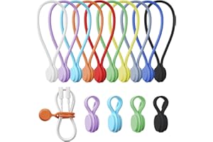 tounee Fascette fermacavi riutilizzabili in silicone con magnete- 2 misure (4 x 7,5 cm + 4 x 19,5 cm) - Multifunzionali per l'organizzazione dei cavi, come segnalibri e magneti da frigorifero（8）