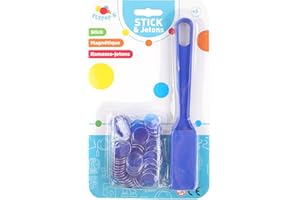 FLYPOP'S - Magnetische Jetons mit Stick - Lotteriespiel - 141121LIN - Zufällige Farbe - Kunststoff - 2 bis 6 Spieler - Gesellschaftsspiele - Lotto - 23 cm x 14 cm - Ab 6 Jahren.