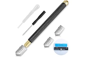 CAMDIOS Glass Cutter, Upgrade Glass Cutter Tool 2mm-20mm, Pencil Style Oil Feed Carbide Tip for Glass Cutting Tool/Tiles/Mirror/Mosaic