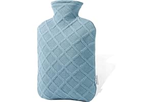 FORICOM Hot Water Bottle, 2L, 6-Hour Heat Retention, PVC Heating Pad, Easy to Use, Hot Bag for Cramps, Joint Pain, Rheumatism, Cooling Relief, Pain Relief for Women (Sky Blue 2L)