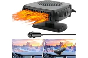 Cablelera Car Heater Defogger, 150W 12V Anti-Fog Plug in Cigarette Lighter Portable Heater Fan 2 in 1 Heating/Cooling Mini Car Heater Defroster with Ergonomic Handle Windshield Defogger Defroster