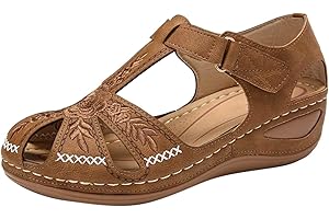 SUSENSTONE Sandales Compensees Femme Ete Brodé Espadrille Femmes Chaussures Plateforme à Bout Ouvert Sandales Compensé Bout Ouvert Femme, Chaussures de Ville Bride Cheville