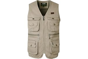 KTWOLEN Herren Outdoor Weste mit Multi-Taschened Anglerweste Jagd- und Angler Camping Wandern Weste Freizeit Ärmellos Jacke