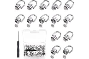 Mardatt 41Pcs D Ring Rivets with Screwdriver, 360 Degree Rotation Ball Studs Rivets Ball Post Head Buttons Stud Screw Buttons Rivets for DIY Leather Purse Hardware(Silver)