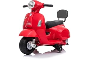 Babycar Moto électrique pour Enfants Piaggio Mini Vespa (Rouge) 6 volts avec lumières et Sons sous Licence Officielle